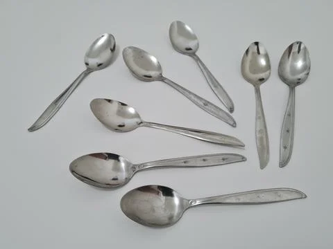 Silver spoons Stock Photos