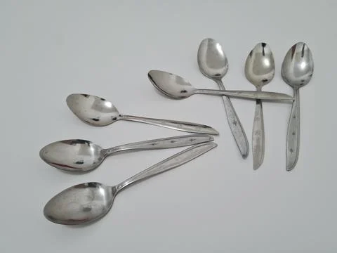 Silver spoons Stock Photos