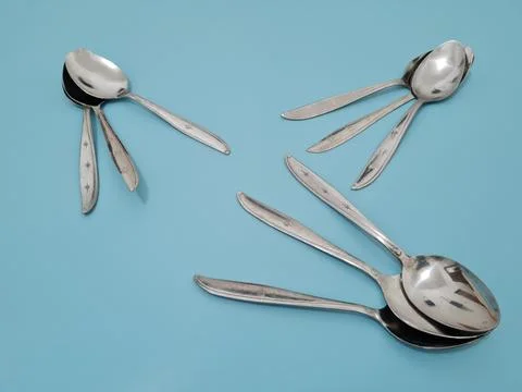 Silver spoons Stock Photos