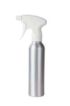 Silver spray bottle on white Stock Photos