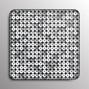 Silver square button on square grey background. Stock Illustration