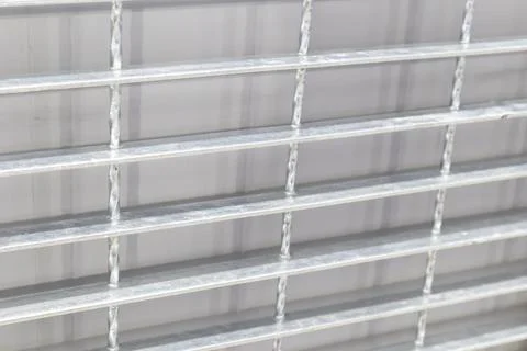 Silver square grid pattern steel grid panel Stock Photos