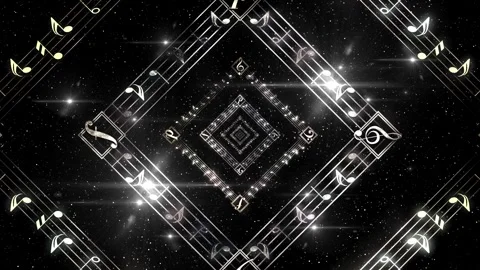 Silver Square Musical Notes Background Vidéo 346160682