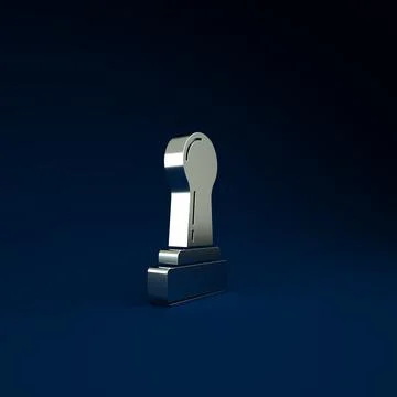Silver Stamp icon isolated on blue background. Minimalism concept. 3d illustr Illustration