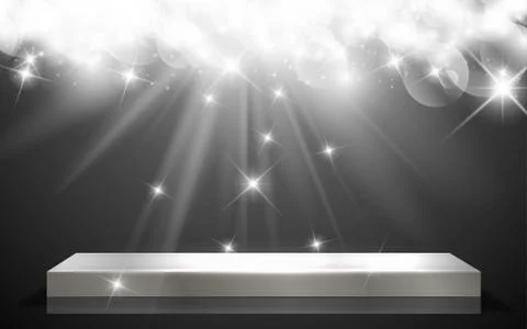 Silver stand with white light in the studio Stock Illustration