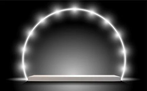 Silver stand with white spotlight in the studio room Stock Illustration