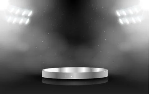 Silver standsilver stand with spotlight in the studio room Stock Illustration