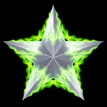 Silver star aflame Stock Illustration