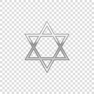 Silver Star of David isolated object on transparent background. Jewish religion イラスト素材