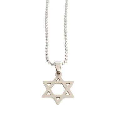 Silver Star of David pendant on chain isolated on white background. Jewish .. Stock Photos
