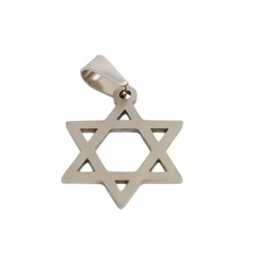Silver Star of David pendant on isolated white background. Religious jewish.. Stock Photos