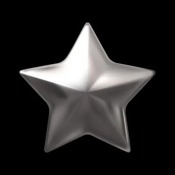 Silver star realistic 3D vector design, cyber chrome space galaxy emoji, bling Stock Illustration