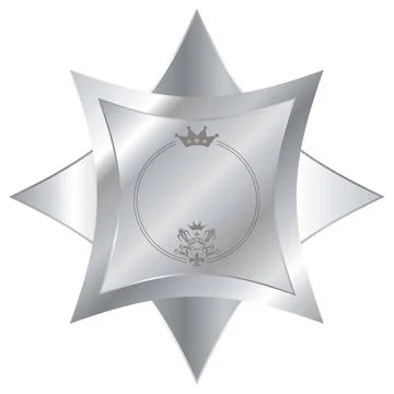 Silver star Shiny silver button with a crown and beveled edges Copyright: ... Stockfoto's