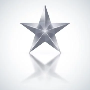 Silver star on white background Illustrazione stock