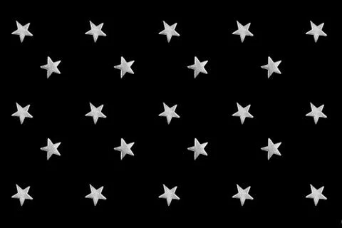 Silver stars pattern on black 스톡 사진