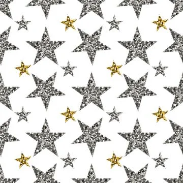 Silver stars on white background. Stock Illustration