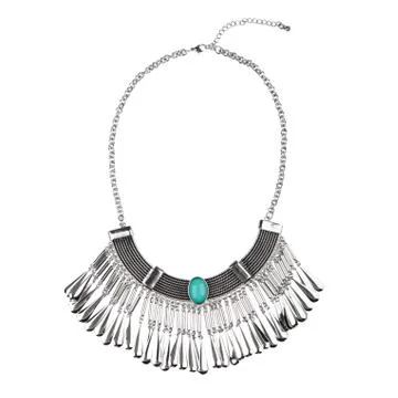 Silver statement necklace isolated on white Stock Photos