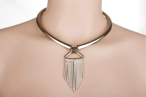 Silver statement necklace on a mannequin Stock Photos