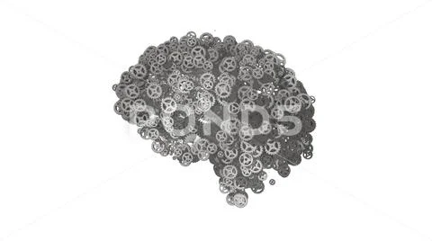 Silver steel gear and cogwheel brain machine Stock Illustration