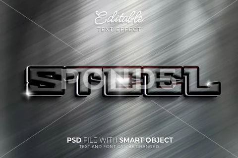 Silver steel text editable text effect PSD Template