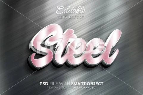 Silver steel text editable text effect Template PSD