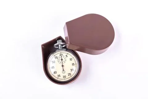 Silver stopwatch in box. 스톡 사진