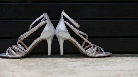 Silver Strappy Heels Stock Footage 104774761
