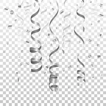 Silver Streamer and confetti Stock Illustration