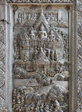 Silver struck panels in silver temple wat sri suphan Stock Photos