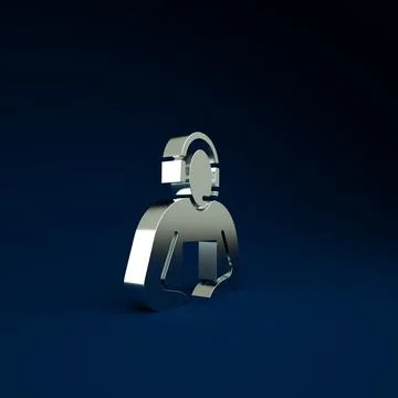 Silver Student icon isolated on blue background. Minimalism concept. 3d illus Stock Illustration