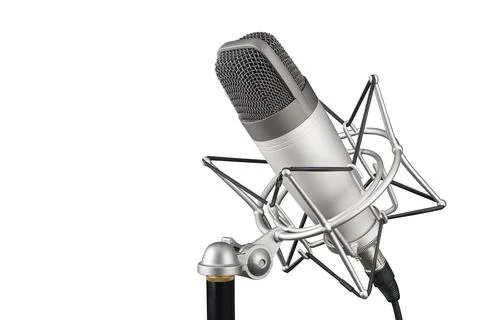 Silver studio condenser microphone isolated on white background Stock Photos