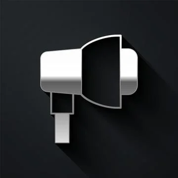 Silver Studio light bulb in softbox icon isolated on black background. Shadow Illustrazione stock