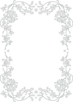 Silver-Style Botanical Frame for A4 Layout Illustrazione stock