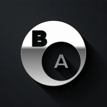 Silver Subsets, mathematics, a is subset of b icon isolated on black background Stock Illustration