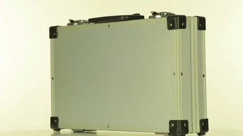 Silver suitcase isolated on white background Stock Footage 48041418