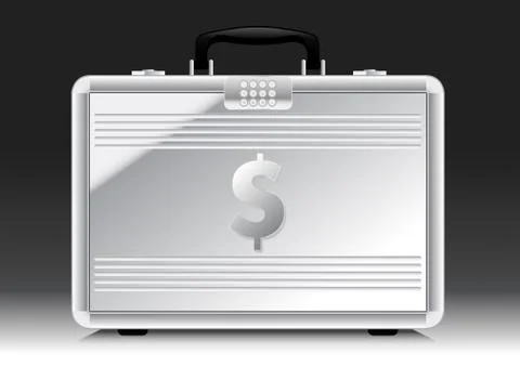 Silver suitcase with $ sign on side Stock Illustration