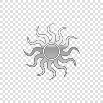 Silver Sun isolated object on transparent background. Flat design. Vector イラスト素材