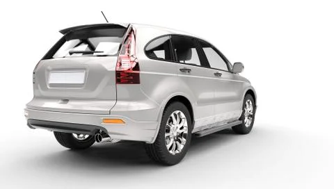 Silver SUV- Back View Stock Illustration