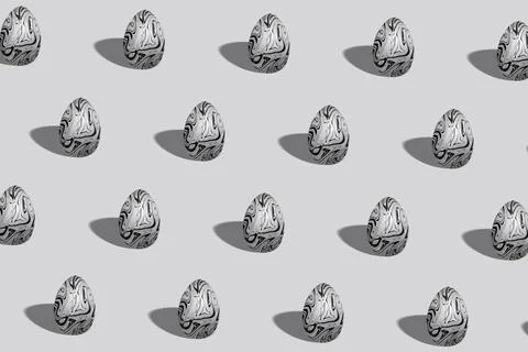 Silver swirl Easter egg pattern made, Silver black Trendy Egg Stockillustratie