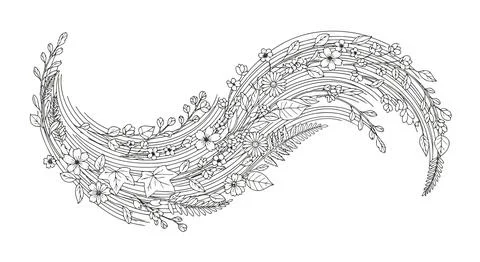 Silver swirling leaf branch Stock Illustration