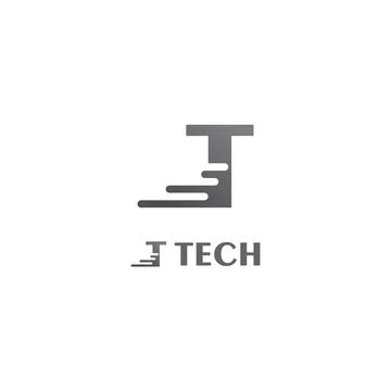 Silver T Letter Technology Logo Template. Vector. Icon Stock Illustration