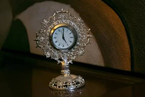 Silver table clocks with crystals Stock Photos