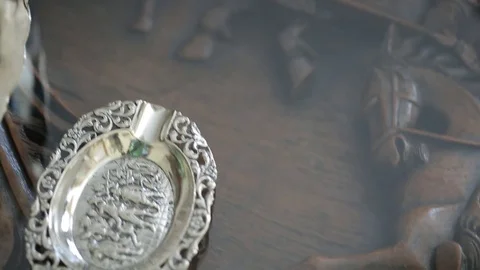 Silver on table Stock Footage 77048512