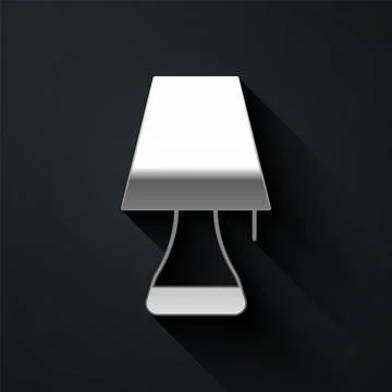 Silver Table lamp icon isolated on black background. Long shadow style. Vector Stock Illustration