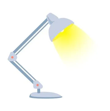 Silver Table lamp light up vector object isolated on white background. Metal Stock Illustration