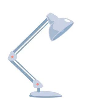 Silver Table lamp vector object isolated on white background. Metal modern Stock Illustration