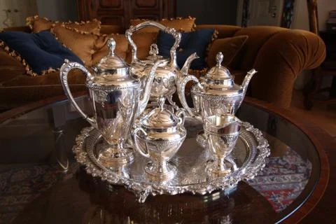 Silver Tea Set Stock-Fotos