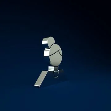 Silver Teacher icon isolated on blue background. Minimalism concept. 3d illus Stock Illustration