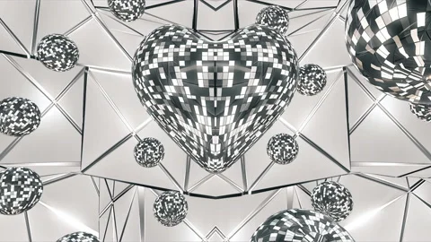 SILVER TECHNO HEART WITH BALLS Stockbeeldmateriaal 131665306