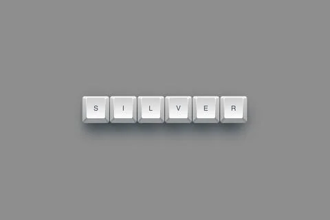 Silver text on a 3d keyboard button with shadow concept series Stock Illustration